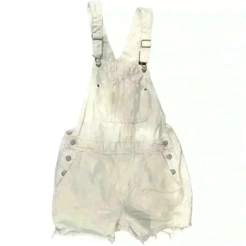 Old Navy Cream Denim Short Overalls - Size S, Vintage Style